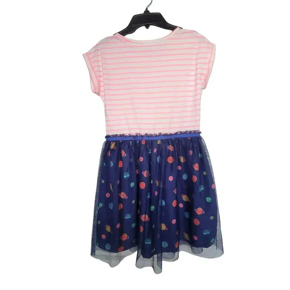✨cat & jack Size L(10/12) big girls dress sleeve less blue pink planets theme - Picture 2 of 7